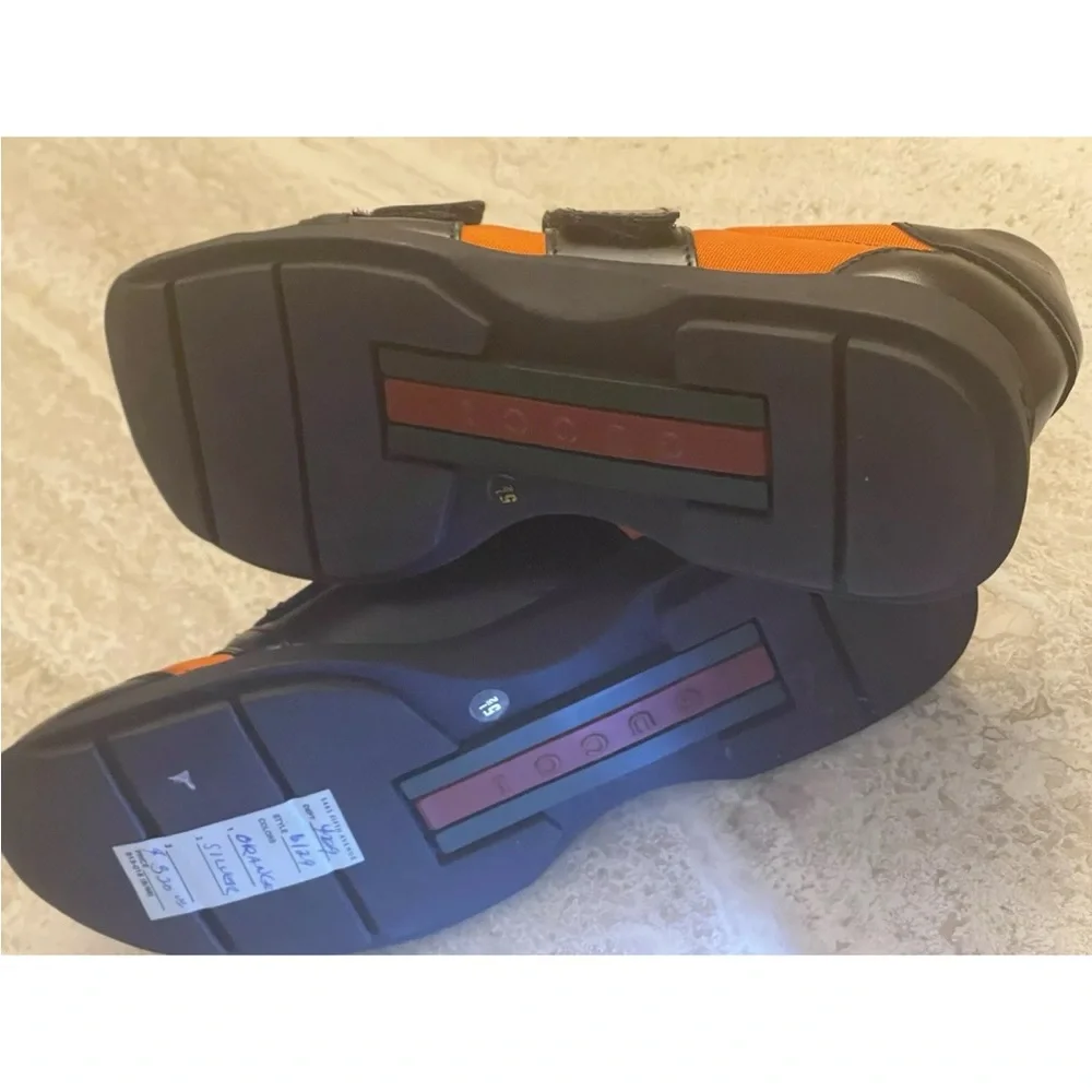 Gucci Women’s Shoes Black Orange Sneakers NWT SAKS FIFTH AVE AUTH 5.5 Leather - Picture 12 of 12